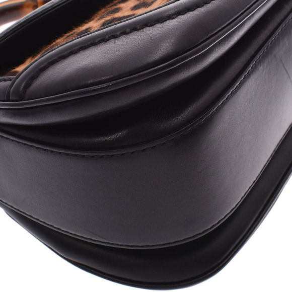 Gucci Bamboo Bag Leopard Black Harako Leather Handbag - Picture 6 of 9